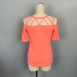Coral strappy cold shoulder top